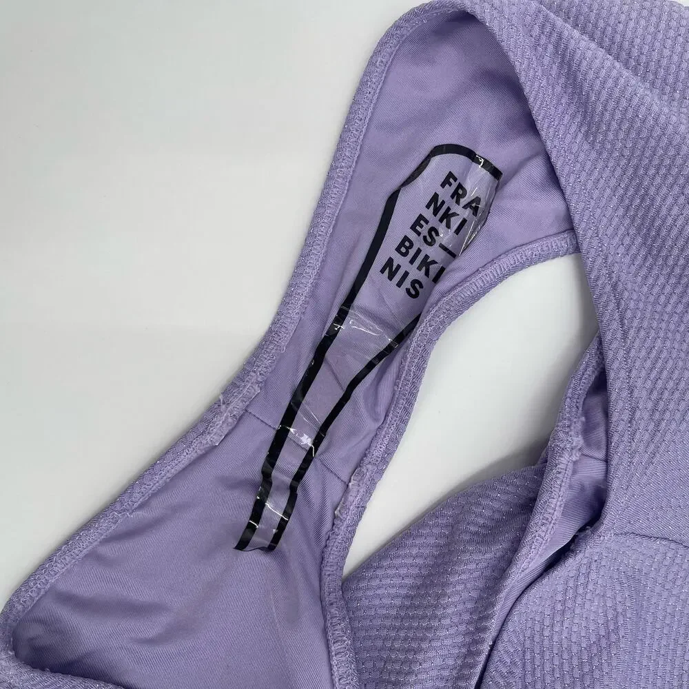 NEW FRANKIES BIKINIS Bikini Bottom Size Large Grotto High Waist Lilac Swim NWOT